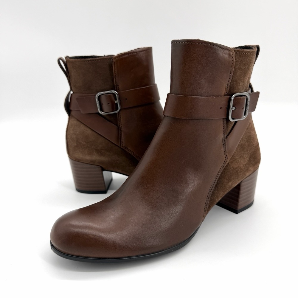Ecco Women's Dress Classic Buckle Ankle Boot Size 5-5.5‎ Walnut